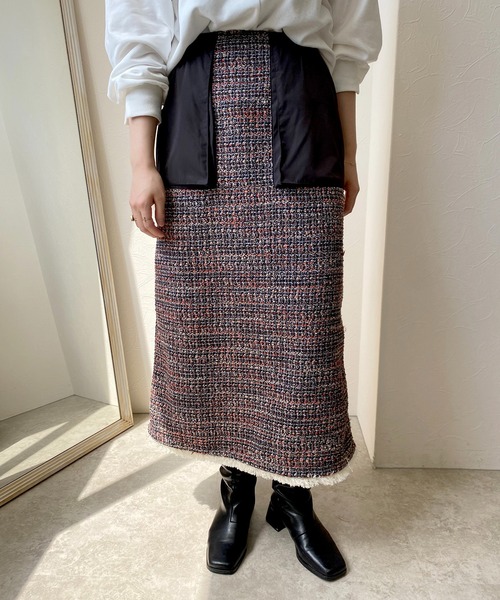 LHELBIE（レルビエ）の「ツイード異素材スカート（スカート・レディース・ブルー/オレンジ・M）」の3枚目の写真