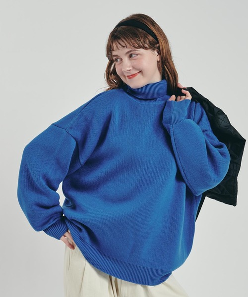 Rags ラグスマックレガー タートルネックセーター 日本製◇青黒