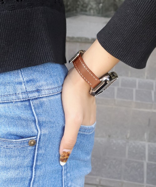 Urban Coral（アーバンコーラル）の「Apple Watch Band / アップルウォッチ バンド くすみカラースリムレザー / Urban Coral（デジタル腕時計・レディース・グレー/ブラック/グリーン/ピンク/ブラウン/ホワイト/ベージュ/モカ・40mm）」の4枚目の写真