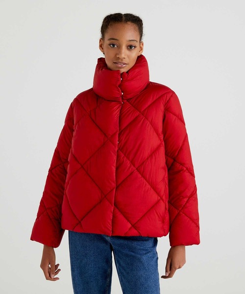 BENETTON (UNITED COLORS OF BENETTON)（ベネトンユナイテッドカラーズオブベネトン）の「【GREEN B】ビッグスタンドカラーキルティング中綿ジャケット（その他アウター・レディース・ブラック/レッド/ライトブルー・42/40/38/44）」の3枚目の写真