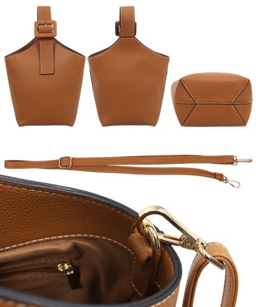 KOBE LETTUCE（コウベレタス）の「2wayステッチワンハンドルバッグ（ハンドバッグ・レディース・グレイッシュベージュ/ブラック系その他/ホワイト系その他/キャメル・FREE）」の8枚目の写真