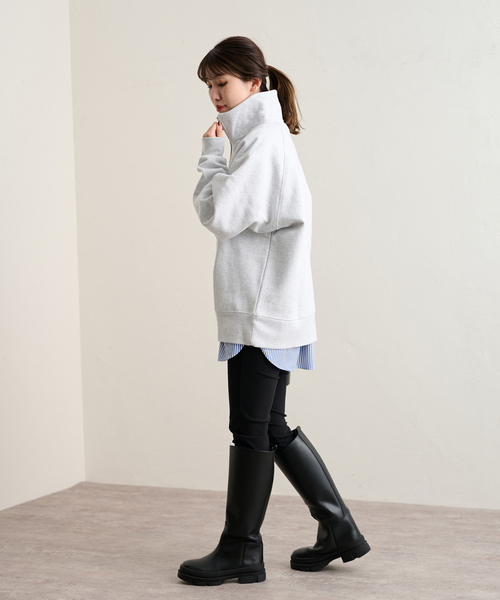 ALORE（アローレ）の「【ALORE/アローレ】ハーフジップスウェット（スウェット・レディース・チャコールグレー/ブラック/ネイビー・FREE）」の9枚目の写真