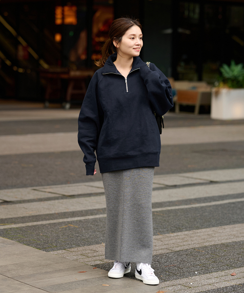 ALORE（アローレ）の「【ALORE/アローレ】ハーフジップスウェット（スウェット・レディース・チャコールグレー/ブラック/ネイビー・FREE）」の12枚目の写真