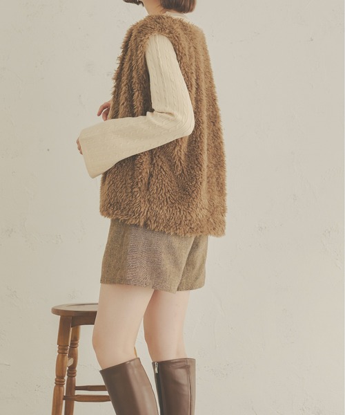 Ambre Neige(アンブルネージュ)の「ロゴケーブルフレアニット/【WEB/EC限定商品】(ニット/セーター・レディース・ダークブラウン/アイボリー・FREE)」の10枚目の写真