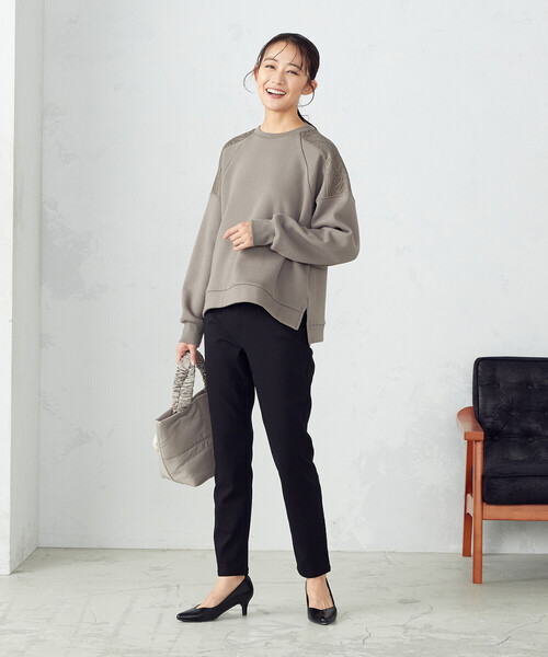 COMME CA MODELS(コムサモデルズ)の「【美しい ベーシックパンツ】裏起毛 ハイテンションパンツ(その他パンツ・レディース・ブラック/ライトグレー/グリーン・XX-SMALL/X-SMALL/SMALL/MEDIUM/LARGE/X-LARGE/XX-LARGE)」の4枚目の写真
