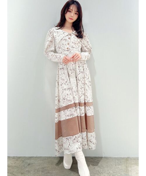 RESEXXY(リゼクシー)の「アシメカラー切替フレアワンピース(ワンピース・レディース・その他1/アイボリー/ネイビー・FREE)」の6枚目の写真