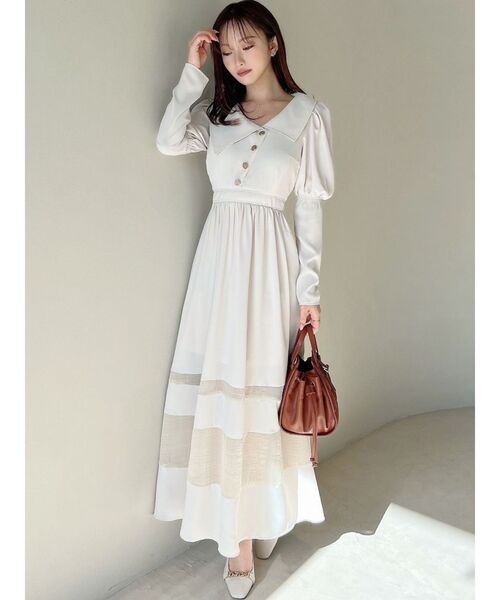 RESEXXY(リゼクシー)の「アシメカラー切替フレアワンピース(ワンピース・レディース・その他1/アイボリー/ネイビー・FREE)」の8枚目の写真