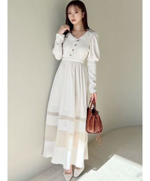 RESEXXY(リゼクシー)の「アシメカラー切替フレアワンピース(ワンピース・レディース・その他1/アイボリー/ネイビー・FREE)」の10枚目の写真