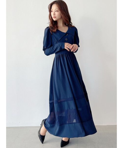 RESEXXY(リゼクシー)の「アシメカラー切替フレアワンピース(ワンピース・レディース・その他1/アイボリー/ネイビー・FREE)」の12枚目の写真