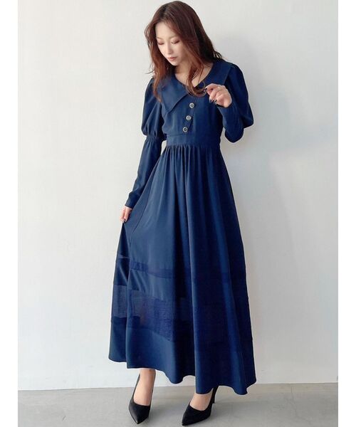 RESEXXY(リゼクシー)の「アシメカラー切替フレアワンピース(ワンピース・レディース・その他1/アイボリー/ネイビー・FREE)」の13枚目の写真