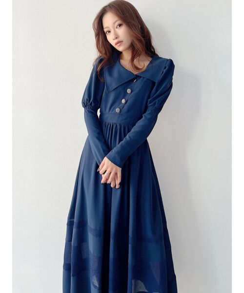 RESEXXY(リゼクシー)の「アシメカラー切替フレアワンピース(ワンピース・レディース・その他1/アイボリー/ネイビー・FREE)」の15枚目の写真