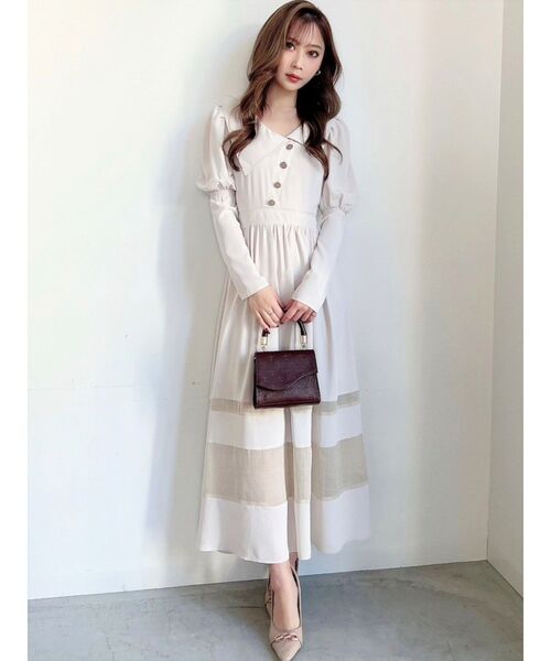 RESEXXY(リゼクシー)の「アシメカラー切替フレアワンピース(ワンピース・レディース・その他1/アイボリー/ネイビー・FREE)」の16枚目の写真