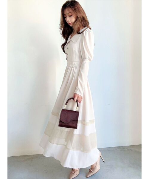 RESEXXY(リゼクシー)の「アシメカラー切替フレアワンピース(ワンピース・レディース・その他1/アイボリー/ネイビー・FREE)」の17枚目の写真