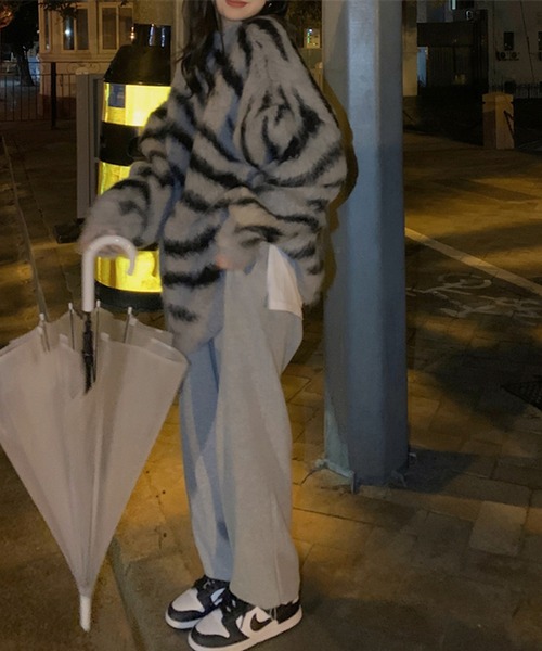 me+em select(ミームセレクト)の「※※ビッグシルエットモヘアライクゼブラニット / big silhouette mohair like zebra knit(ニット/セーター・レディース・ピンク/グリーン/グレー・FREE)」の17枚目の写真