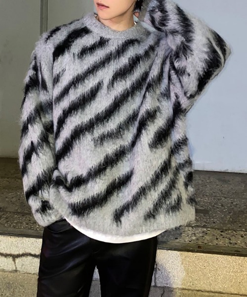 me+em select(ミームセレクト)の「※※ビッグシルエットモヘアライクゼブラニット / big silhouette mohair like zebra knit(ニット/セーター・レディース・ピンク/グリーン/グレー・FREE)」の20枚目の写真