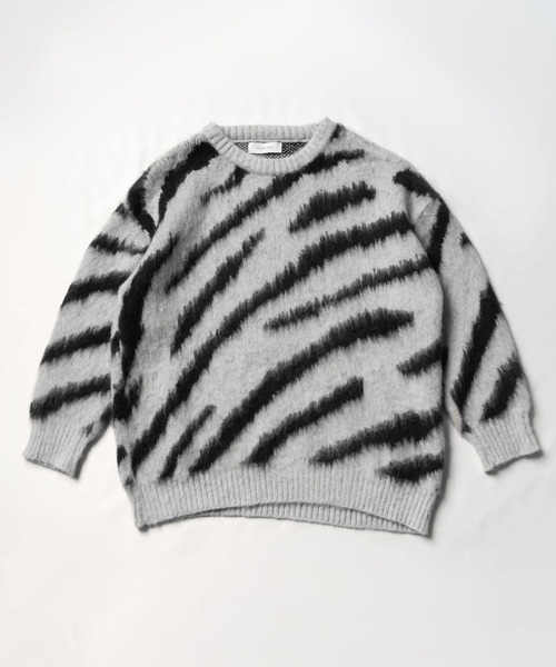 セール】※※ビッグシルエットモヘアライクゼブラニット ／ big