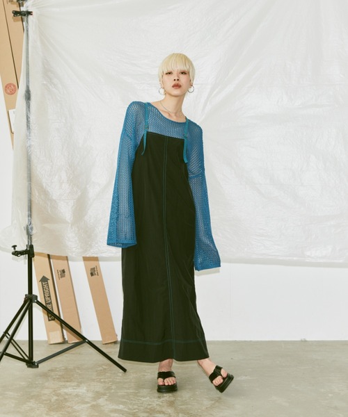 Happy John（ハッピージョン）の「bycolor nylon jumper skirt/バイカラーナイロンジャンパースカート（ジャンパースカート・レディース・ブラック/チャコールグレー・FREE）」の19枚目の写真