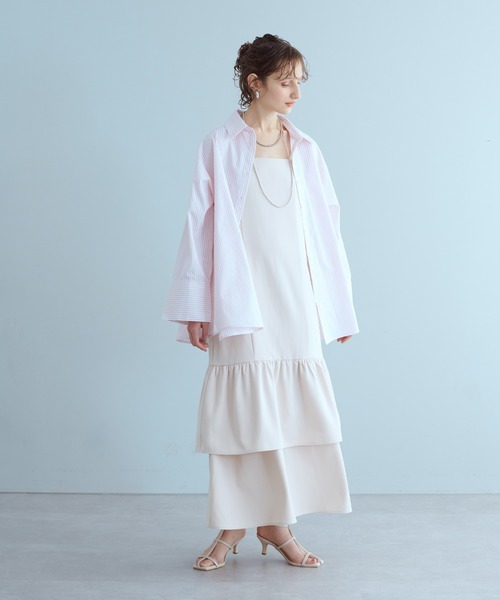 natural couture（ナチュラルクチュール）の「23SS新作/裾ティアードキャミワンピース（ワンピース・レディース・アイボリー/ブラック/ブラウン/ベージュ・MEDIUM/LARGE）」の21枚目の写真