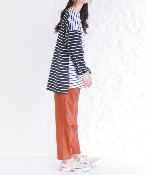 osharewalker（オシャレウォーカー）の「【廃盤】『ボーダーアシメ配色カットソー』（Tシャツ/カットソー・レディース・ラベンダー/ブルー/カーキ・FREE）」の8枚目の写真