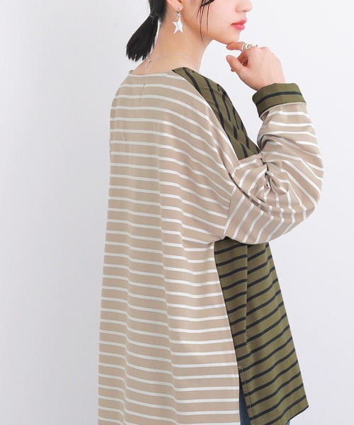 osharewalker（オシャレウォーカー）の「【廃盤】『ボーダーアシメ配色カットソー』（Tシャツ/カットソー・レディース・ラベンダー/ブルー/カーキ・FREE）」の10枚目の写真