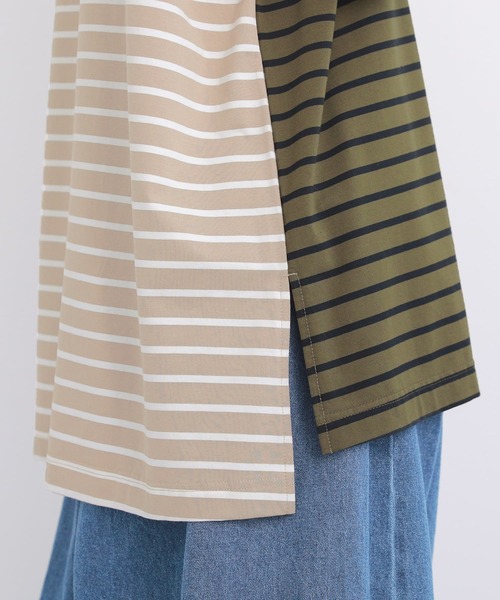 osharewalker（オシャレウォーカー）の「【廃盤】『ボーダーアシメ配色カットソー』（Tシャツ/カットソー・レディース・ラベンダー/ブルー/カーキ・FREE）」の11枚目の写真