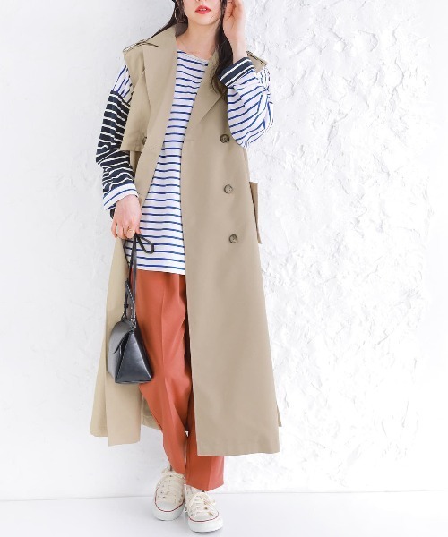 osharewalker（オシャレウォーカー）の「【廃盤】『ボーダーアシメ配色カットソー』（Tシャツ/カットソー・レディース・ラベンダー/ブルー/カーキ・FREE）」の5枚目の写真