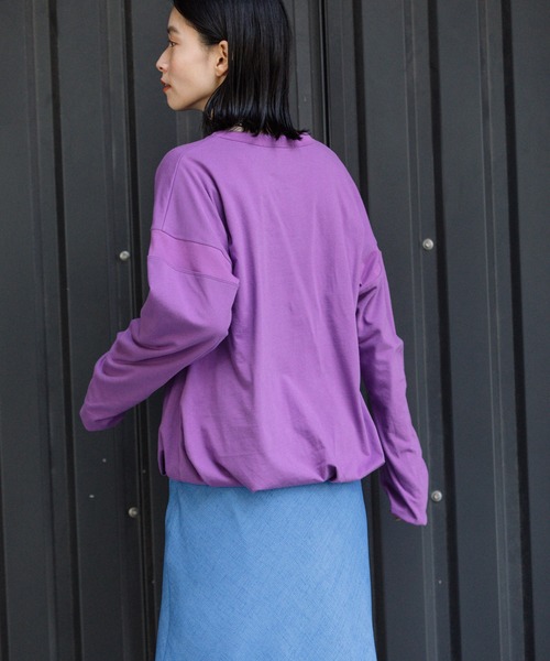 Munich（ミューニック）の「コットンソフトジャージダブルレイヤードプルオーバー（Tシャツ/カットソー・レディース・パープル/ライトカーキ/アイボリー/ブラック・FREE）」の10枚目の写真