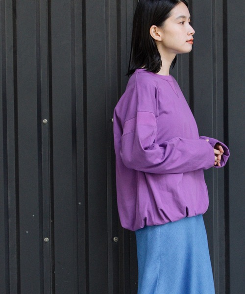 Munich（ミューニック）の「コットンソフトジャージダブルレイヤードプルオーバー（Tシャツ/カットソー・レディース・パープル/ライトカーキ/アイボリー/ブラック・FREE）」の9枚目の写真