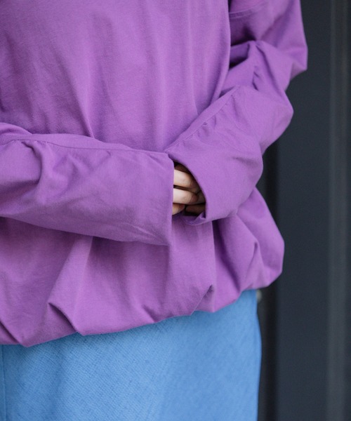 Munich（ミューニック）の「コットンソフトジャージダブルレイヤードプルオーバー（Tシャツ/カットソー・レディース・パープル/ライトカーキ/アイボリー/ブラック・FREE）」の13枚目の写真