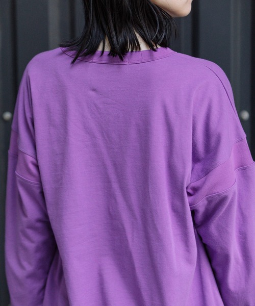 Munich（ミューニック）の「コットンソフトジャージダブルレイヤードプルオーバー（Tシャツ/カットソー・レディース・パープル/ライトカーキ/アイボリー/ブラック・FREE）」の12枚目の写真