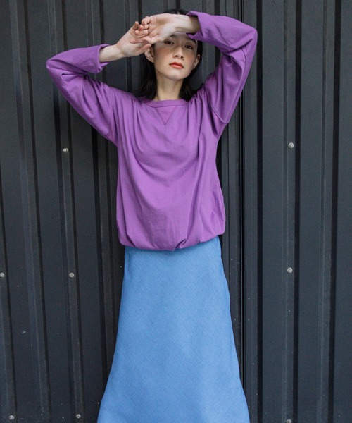 Munich（ミューニック）の「コットンソフトジャージダブルレイヤードプルオーバー（Tシャツ/カットソー・レディース・パープル/ライトカーキ/アイボリー/ブラック・FREE）」の15枚目の写真