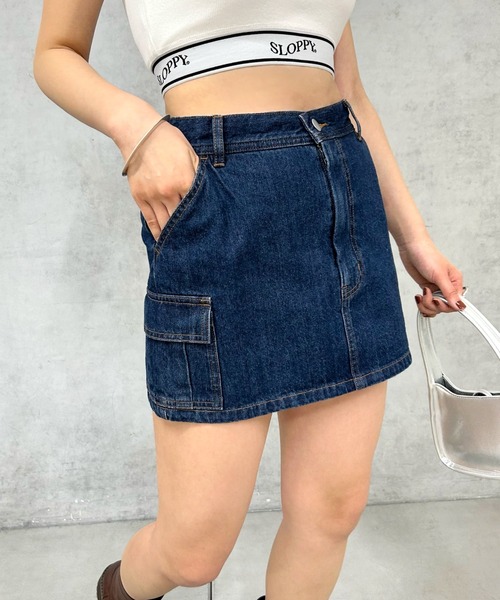 WHO'S WHO gallery（フーズフーギャラリー）の「カーゴミニスカート（スカート・レディース・カーキ/ベージュ/ブラック/ブルー/サックスブルー/ブラック系その他/オフホワイト・FREE）」の7枚目の写真