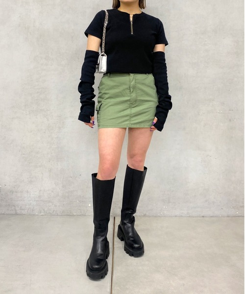 WHO'S WHO gallery（フーズフーギャラリー）の「カーゴミニスカート（スカート・レディース・カーキ/ベージュ/ブラック/ブルー/サックスブルー/ブラック系その他/オフホワイト・FREE）」の14枚目の写真