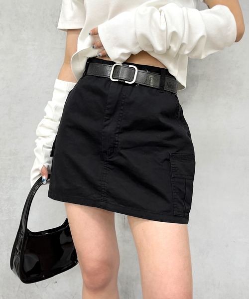 WHO'S WHO gallery（フーズフーギャラリー）の「カーゴミニスカート（スカート・レディース・カーキ/ベージュ/ブラック/ブルー/サックスブルー/ブラック系その他/オフホワイト・FREE）」の8枚目の写真