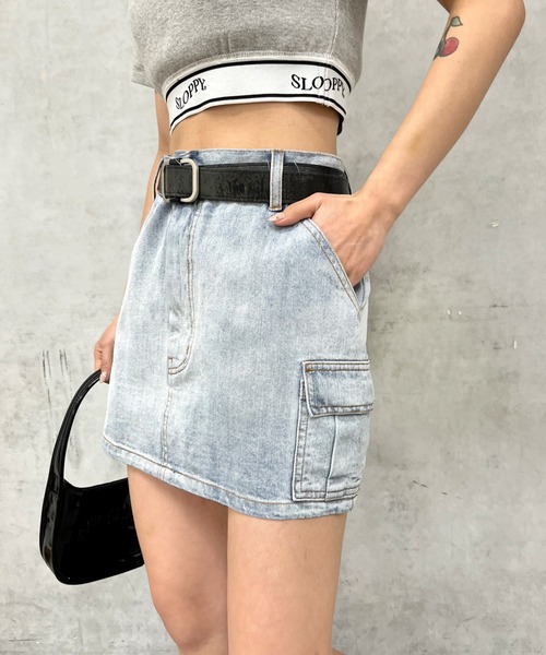 WHO'S WHO gallery（フーズフーギャラリー）の「カーゴミニスカート（スカート・レディース・カーキ/ベージュ/ブラック/ブルー/サックスブルー/ブラック系その他/オフホワイト・FREE）」の21枚目の写真