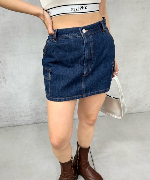 WHO'S WHO gallery（フーズフーギャラリー）の「カーゴミニスカート（スカート・レディース・カーキ/ベージュ/ブラック/ブルー/サックスブルー/ブラック系その他/オフホワイト・FREE）」の17枚目の写真