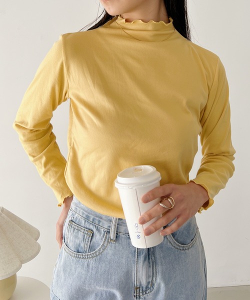 大人気❤フリルネック ベロア トップス オフホワイト Mila Owen tシャツ 「セットアップ対応」フロッキーベロアボート