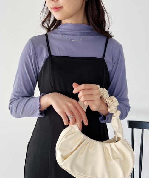 大人気❤フリルネック ベロア トップス オフホワイト Mila Owen tシャツ 「セットアップ対応」フロッキーベロアボート