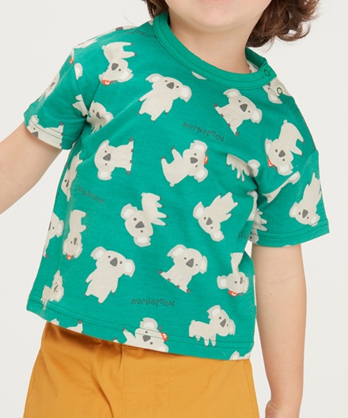 Moujonjon(ムージョンジョン)の「動物プリント半袖Tシャツ(Tシャツ/カットソー・キッズ・イエロー/グリーン/コーラルピンク/ターコイズブルー・100/90/110/120/80)」の2枚目の写真
