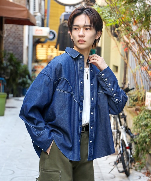 SPINNS（スピンズ）の「【ビックシルエット】デニム ウェスタンシャツ