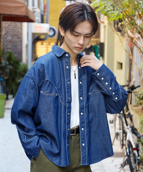 SPINNS（スピンズ）の「【ビックシルエット】デニム ウェスタンシャツ