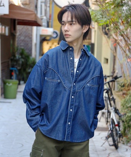 SPINNS（スピンズ）の「【ビックシルエット】デニム ウェスタンシャツ