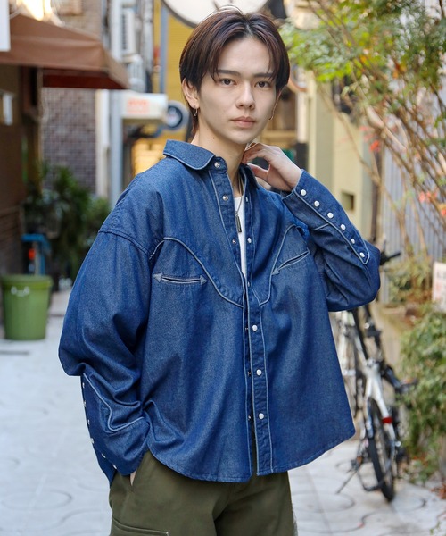 SPINNS（スピンズ）の「【ビックシルエット】デニム ウェスタンシャツ