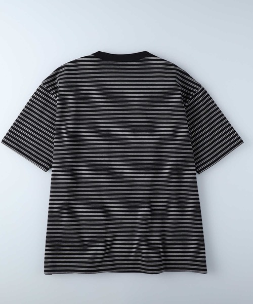 PLUS ONE（プラスワン）の「【接触冷感】【PLUS ONE】サラサラボーダーＴシャツ / 吸水速乾（Tシャツ/カットソー・メンズ・ブラック×ホワイト/ホワイト×ブラック/ホワイト×イエロー・M/XL/S/L）」の4枚目の写真