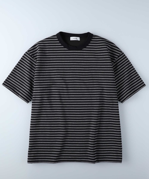 PLUS ONE（プラスワン）の「【接触冷感】【PLUS ONE】サラサラボーダーＴシャツ / 吸水速乾（Tシャツ/カットソー・メンズ・ブラック×ホワイト/ホワイト×ブラック/ホワイト×イエロー・M/XL/S/L）」の11枚目の写真