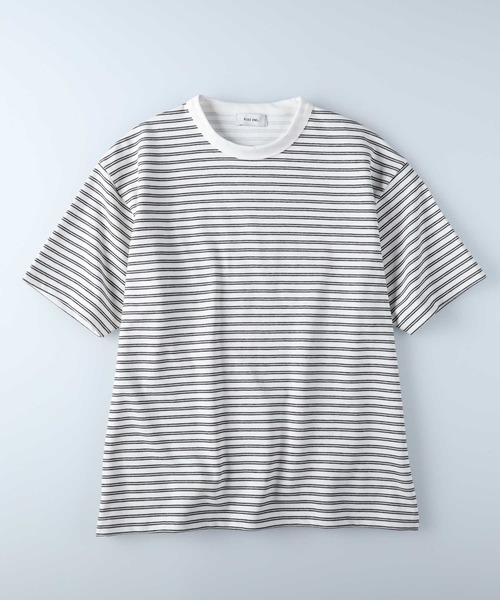PLUS ONE（プラスワン）の「【接触冷感】【PLUS ONE】サラサラボーダーＴシャツ / 吸水速乾（Tシャツ/カットソー・メンズ・ブラック×ホワイト/ホワイト×ブラック/ホワイト×イエロー・M/XL/S/L）」の12枚目の写真