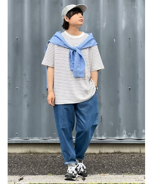 PLUS ONE（プラスワン）の「【接触冷感】【PLUS ONE】サラサラボーダーＴシャツ / 吸水速乾（Tシャツ/カットソー・メンズ・ブラック×ホワイト/ホワイト×ブラック/ホワイト×イエロー・M/XL/S/L）」の18枚目の写真