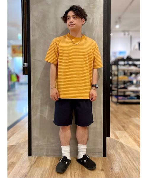 PLUS ONE（プラスワン）の「【接触冷感】【PLUS ONE】サラサラボーダーＴシャツ / 吸水速乾（Tシャツ/カットソー・メンズ・ブラック×ホワイト/ホワイト×ブラック/ホワイト×イエロー・M/XL/S/L）」の22枚目の写真