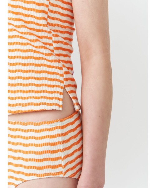 PAMEO POSE（パメオポーズ）の「Wavy Line Cami Bikini（水着・レディース・スカイブルー/ホワイト/ネイビー系・FREE）」の11枚目の写真