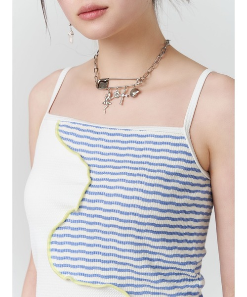 PAMEO POSE（パメオポーズ）の「Wavy Line Cami Bikini（水着・レディース・スカイブルー/ホワイト/ネイビー系・FREE）」の19枚目の写真